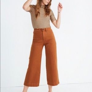 MADEWELL SLIM EMMETT WIDE-LEG CROP PANTS | SIZE 24 | FIT: REGULAR | WARM RUST